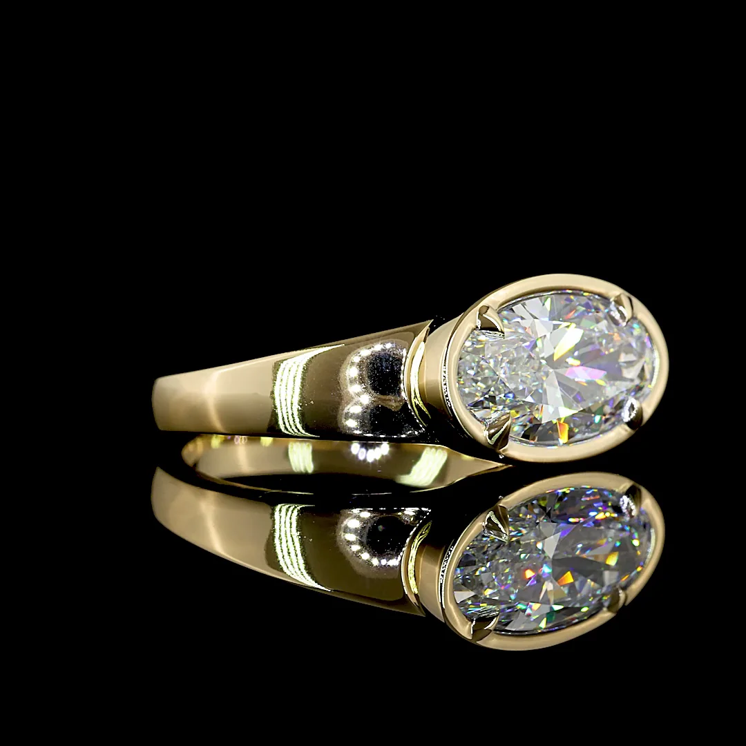 2.08 Cts 14k Yellow Gold Oval Shape Solitaire Ring - Image 3