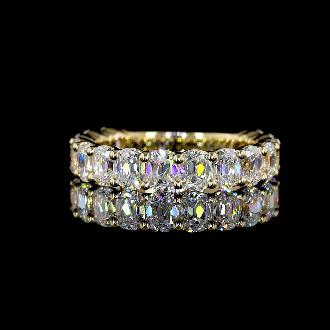 3.17 Cts 14k Yellow Gold Antique Cushion Shape 3/4 Band Eternity Band - Video