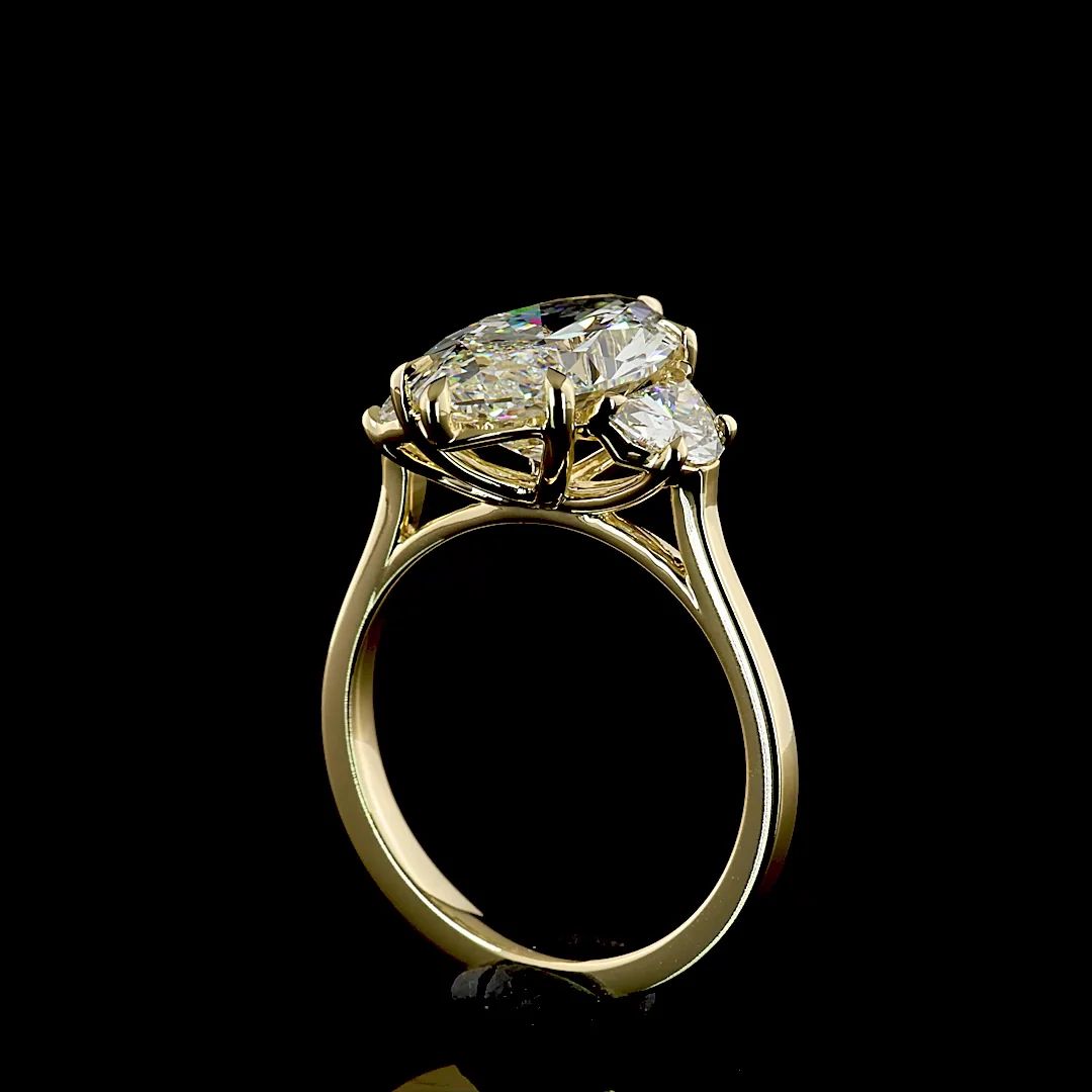 4.69 Cts 14k Yellow Gold Marquise Shape 3 Stones Ring - Image 2