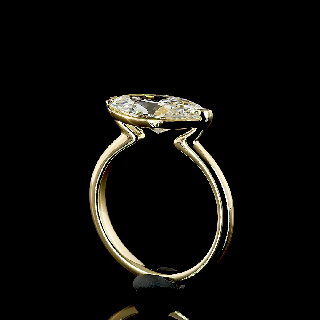 2.59 Cts 14k Yellow Gold Marquise Shape Solitaire Ring - Image 2