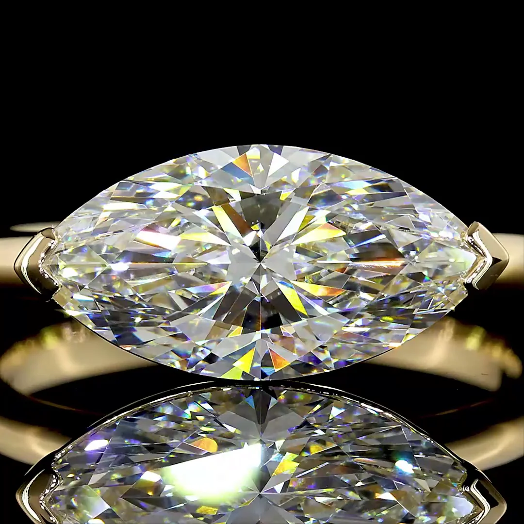 2.59 Cts 14k Yellow Gold Marquise Shape Solitaire Ring - Image 3