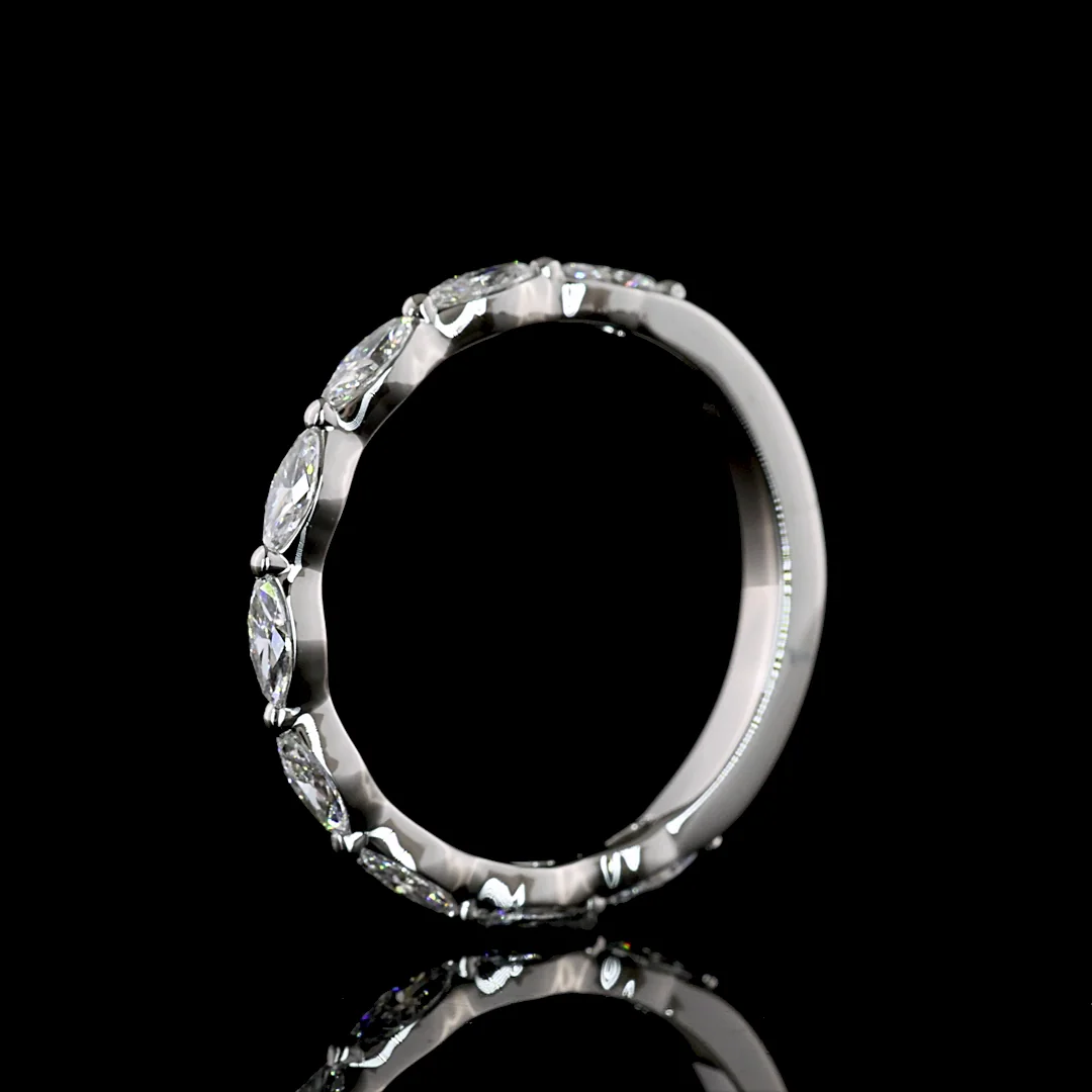 0.56 Cts Platinum Marquise Shape 3/4 Band Eternity Band - Image 4
