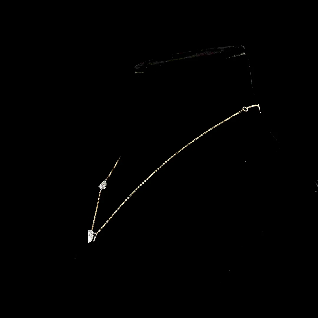 2.63 Cts 18k Two Tone Pear Shape Station Necklace - Image 2