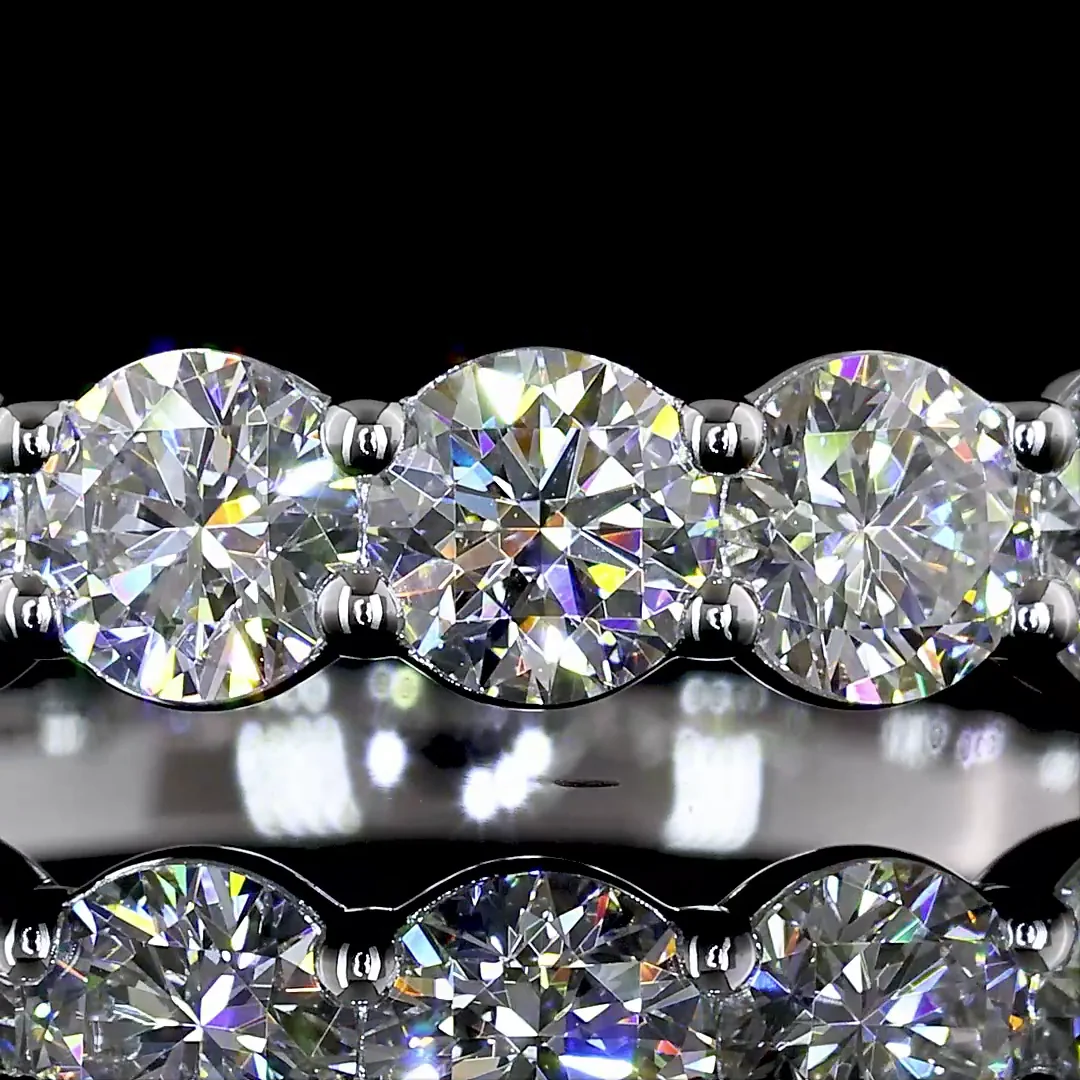 1.52 Cts 14k White Gold Round Shape Half Eternity Eternity Band - Image 3