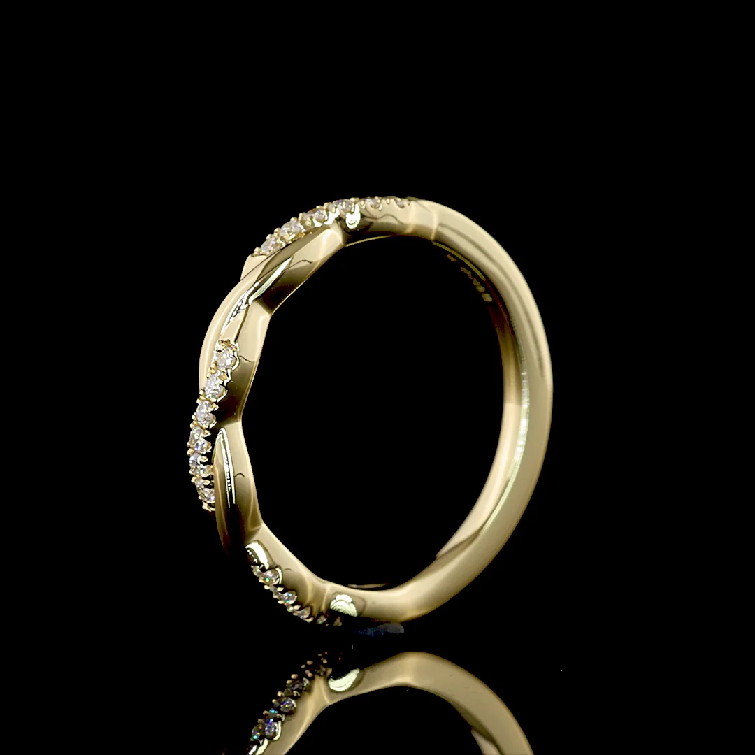0.11 Cts 14k Yellow Gold Round Shape Half Eternity Eternity Band - Image 4