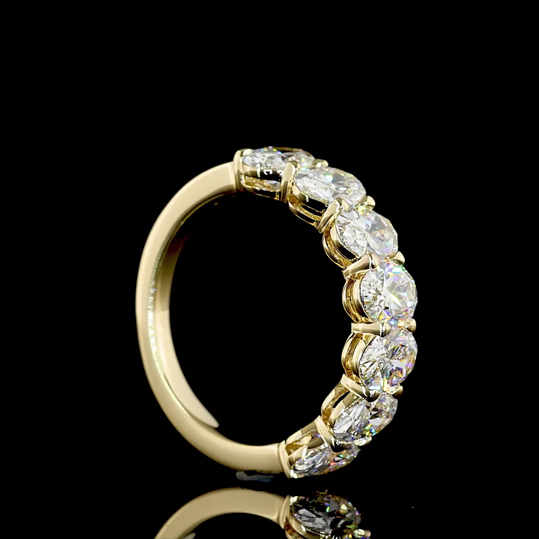 2.93 Cts 14k Yellow Gold Oval Shape 7 Stones Eternity Band - Image 2