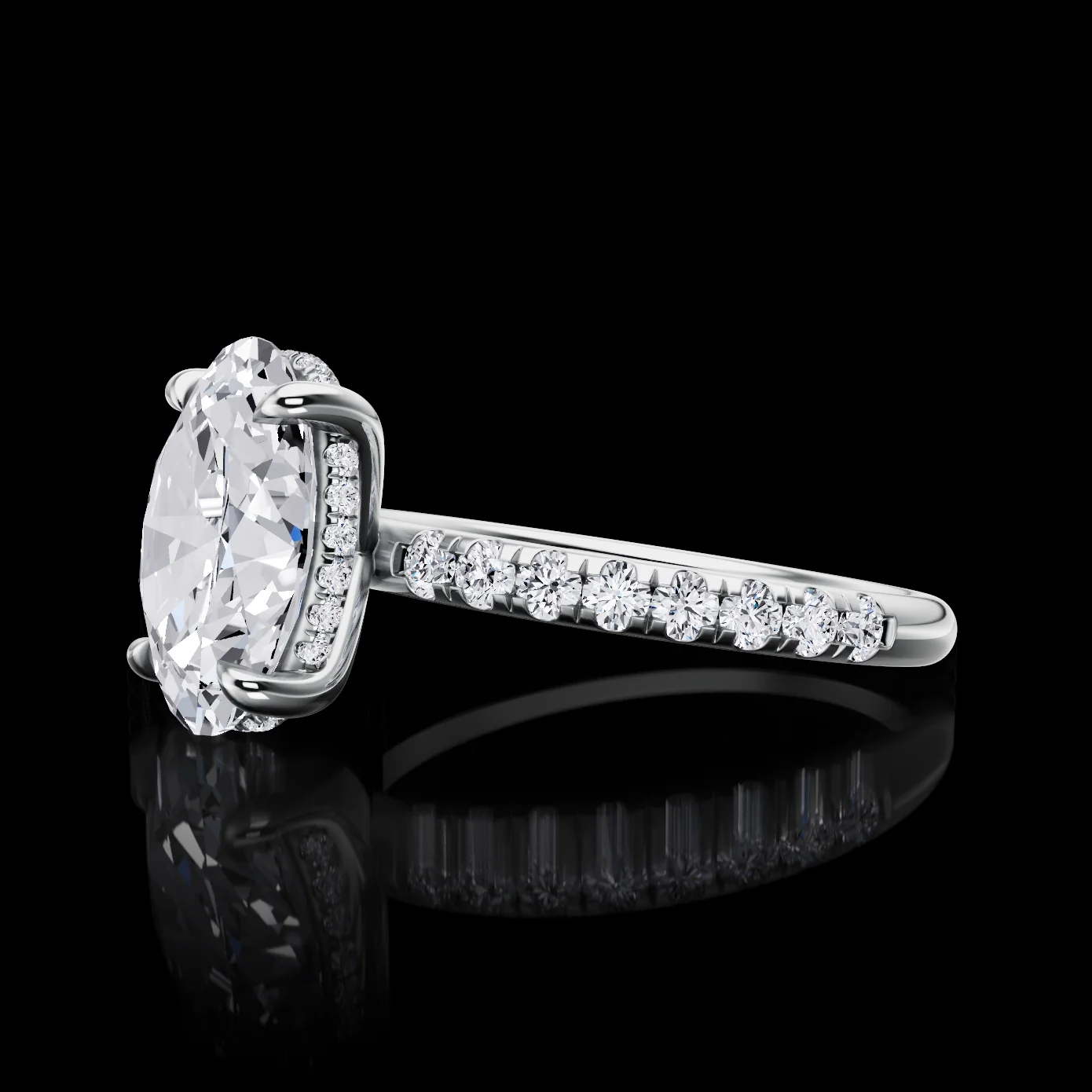 0.54 Cts Platinum Shape Hidden Halo Ring - Image 2