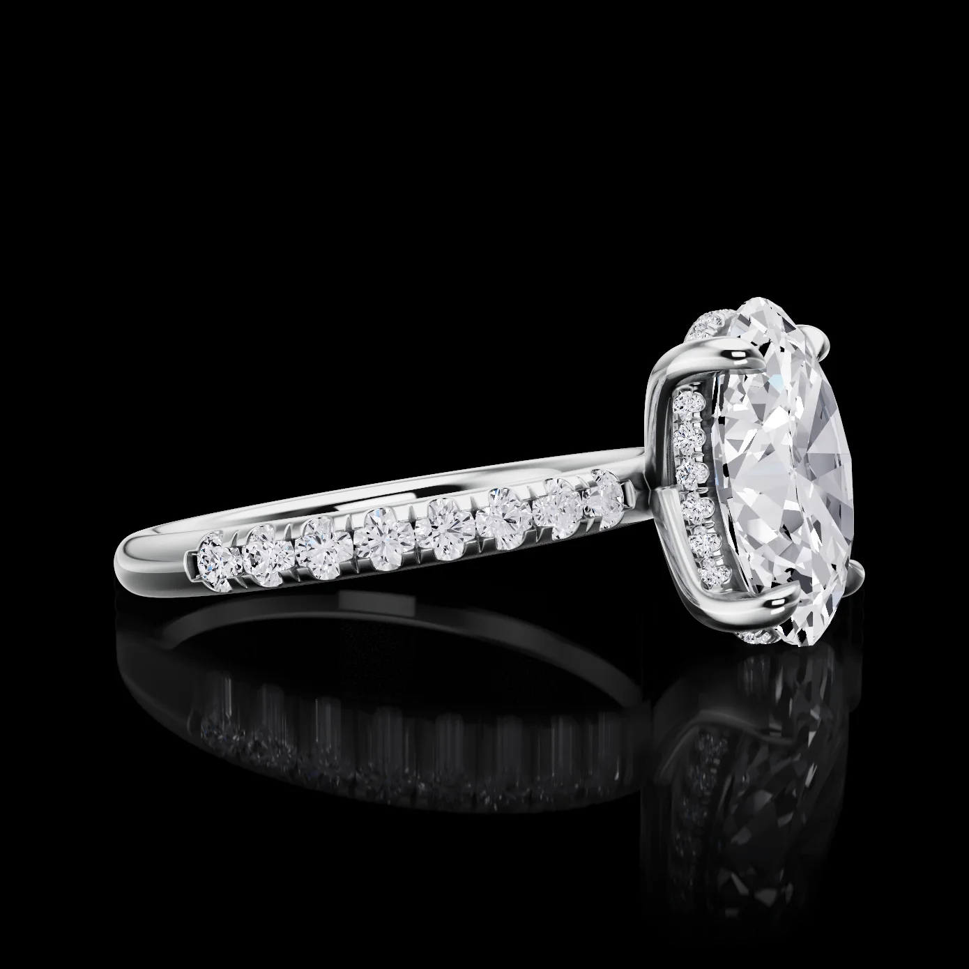 0.54 Cts Platinum Shape Hidden Halo Ring - Image 3