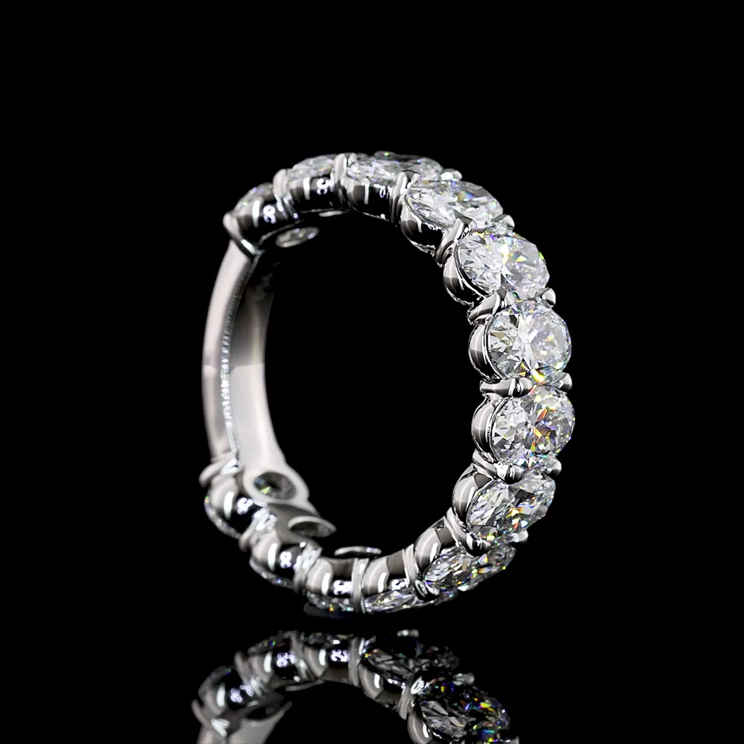 4.02 Cts Platinum Oval Shape 3/4 Band Eternity Band - Image 2