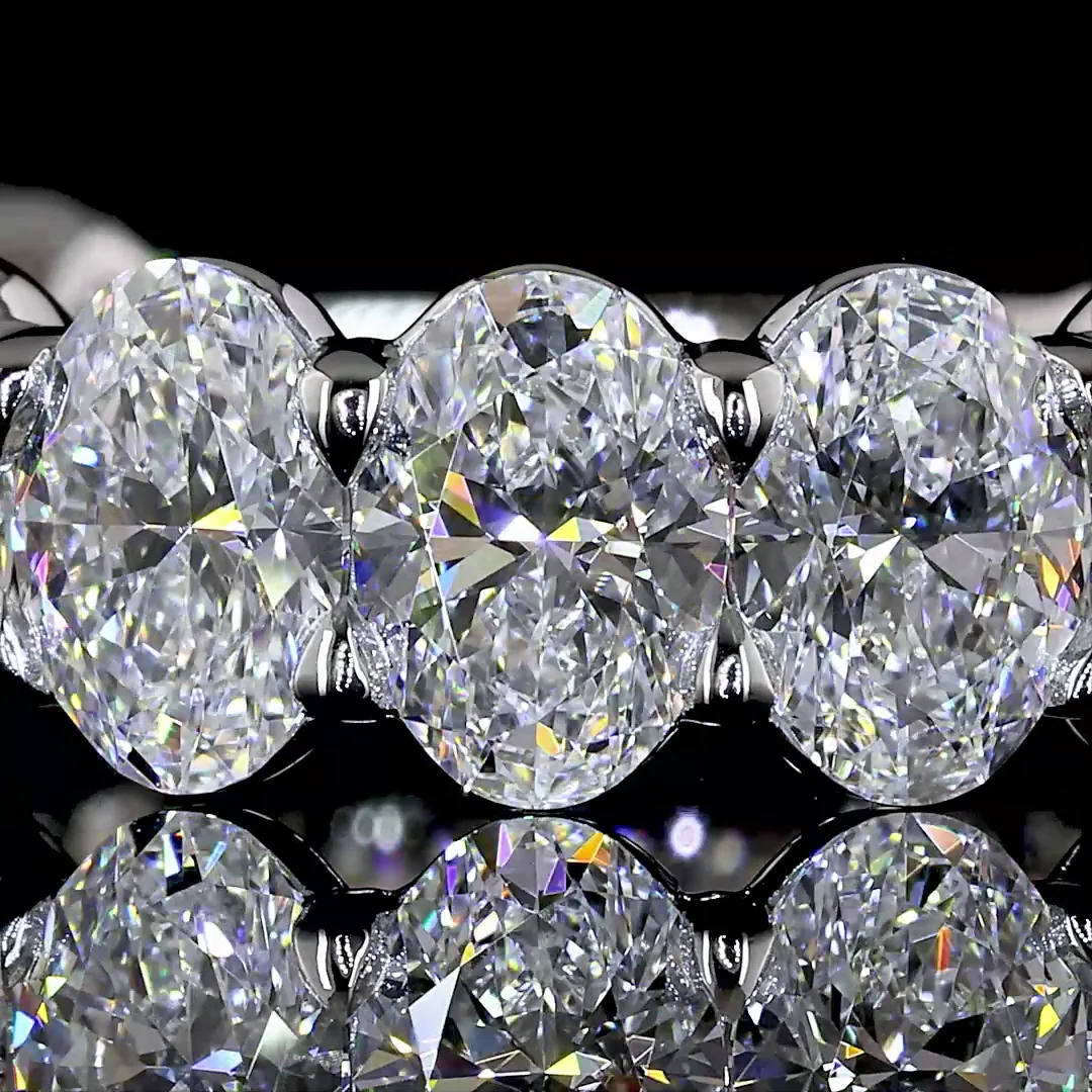 4.02 Cts Platinum Oval Shape 3/4 Band Eternity Band - Image 3