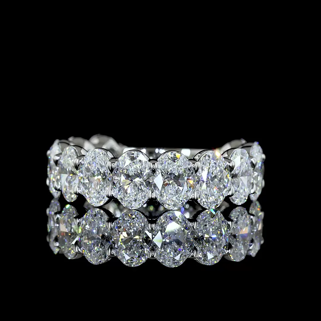 4.02 Cts Platinum Oval Shape 3/4 Band Eternity Band - Video