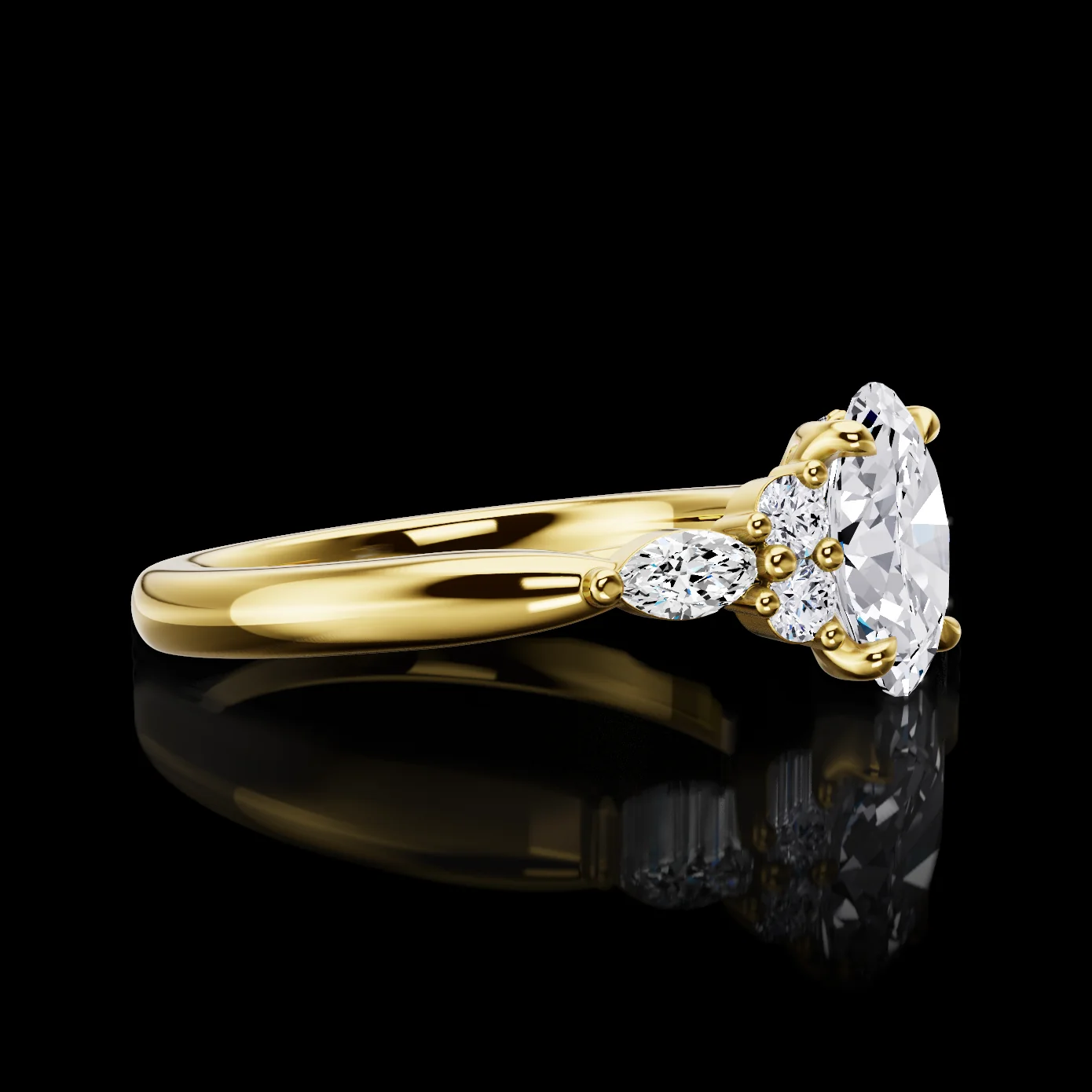 0.26 Cts 18k Yellow Gold Marquise Shape Split Shank Ring - Image 3
