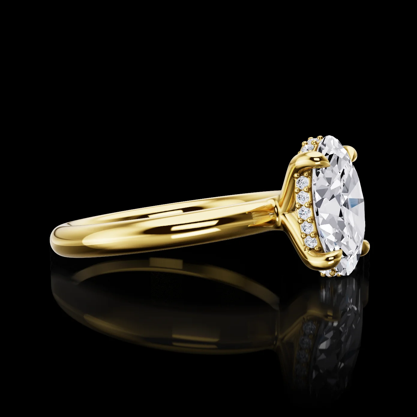 0.09 Cts 14k Yellow Gold Round Shape Solitaire Diamond Shank Ring - Image 3