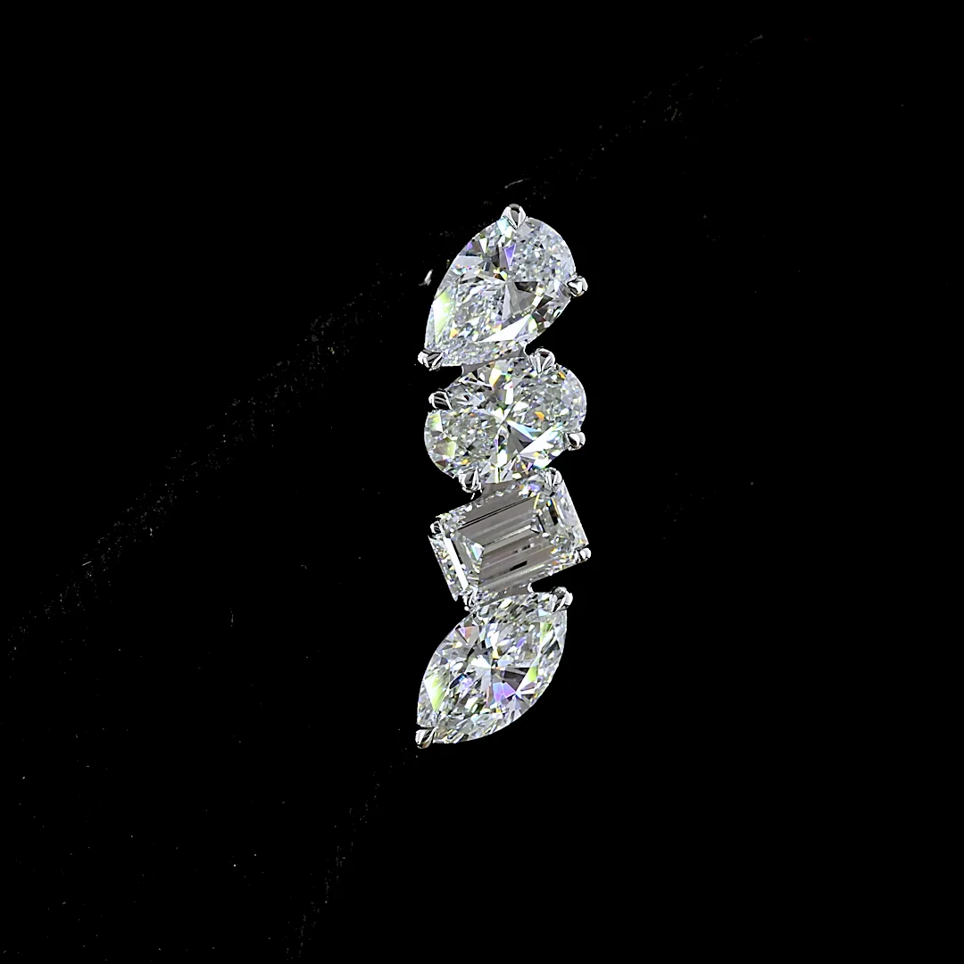 5.75 Cts 14k White Gold Oval Shape Crawler Earring - Image 3