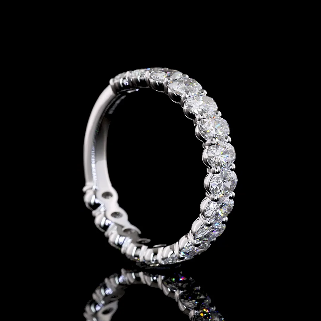 2.17 Cts 18k White Gold Oval Shape 3/4 Band Eternity Band - Image 2