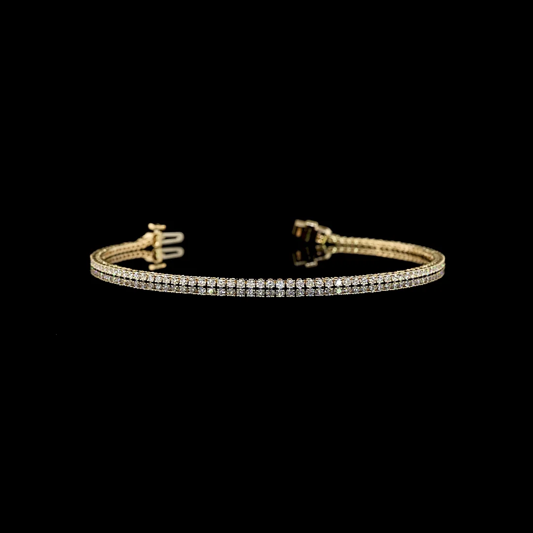 1.54 Cts 14k Yellow Gold Round Shape Tennis Bracelet - Video