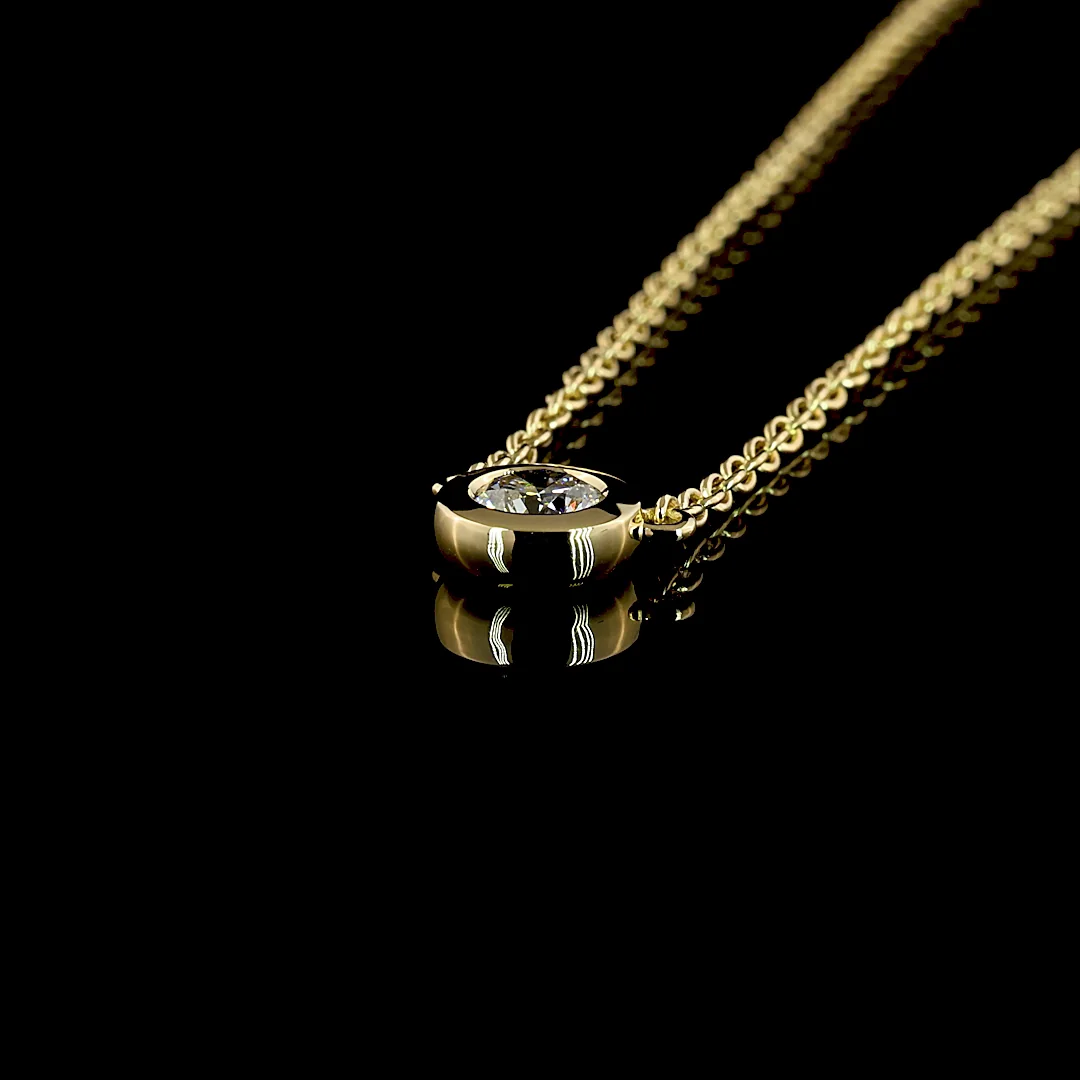 0.5 Cts 14k Yellow Gold Round Shape Solitaire Pendant - Image 4