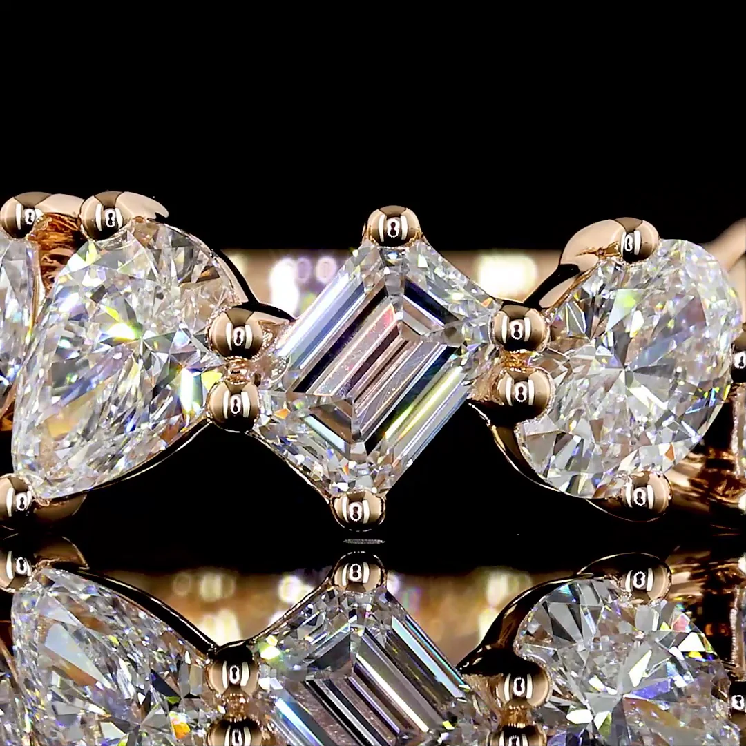 2.32 Cts 14k Rose Gold Mix Shape 3/4 Band Eternity Band - Image 3