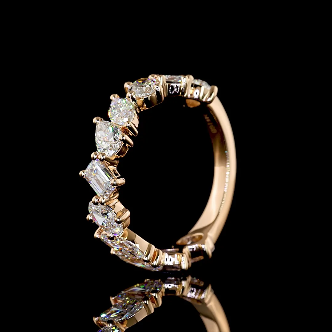 2.32 Cts 14k Rose Gold Mix Shape 3/4 Band Eternity Band - Image 4