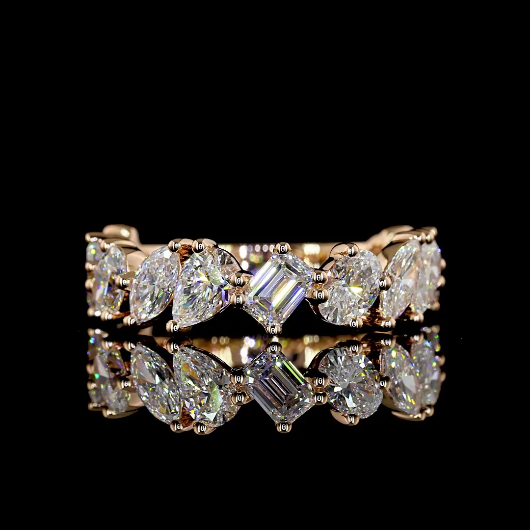 2.32 Cts 14k Rose Gold Mix Shape 3/4 Band Eternity Band - Video