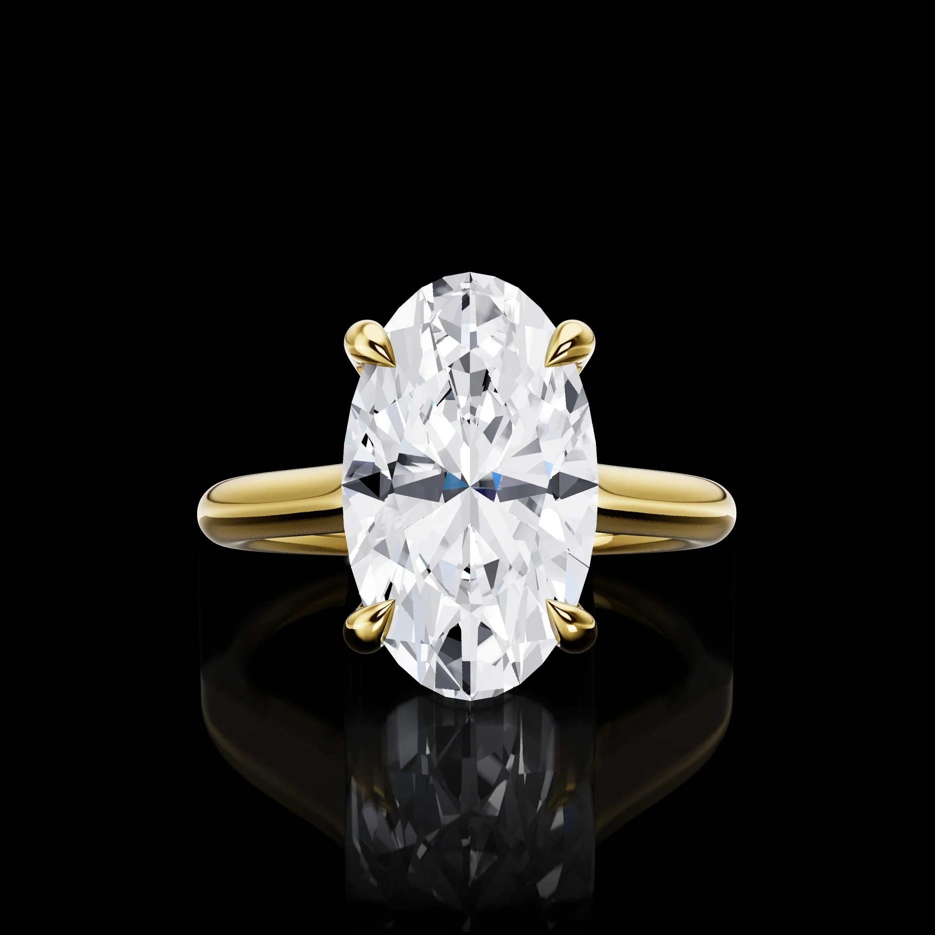 0.11 Cts 14k Yellow Gold - Platinum Shape Hidden Halo Ring - Video