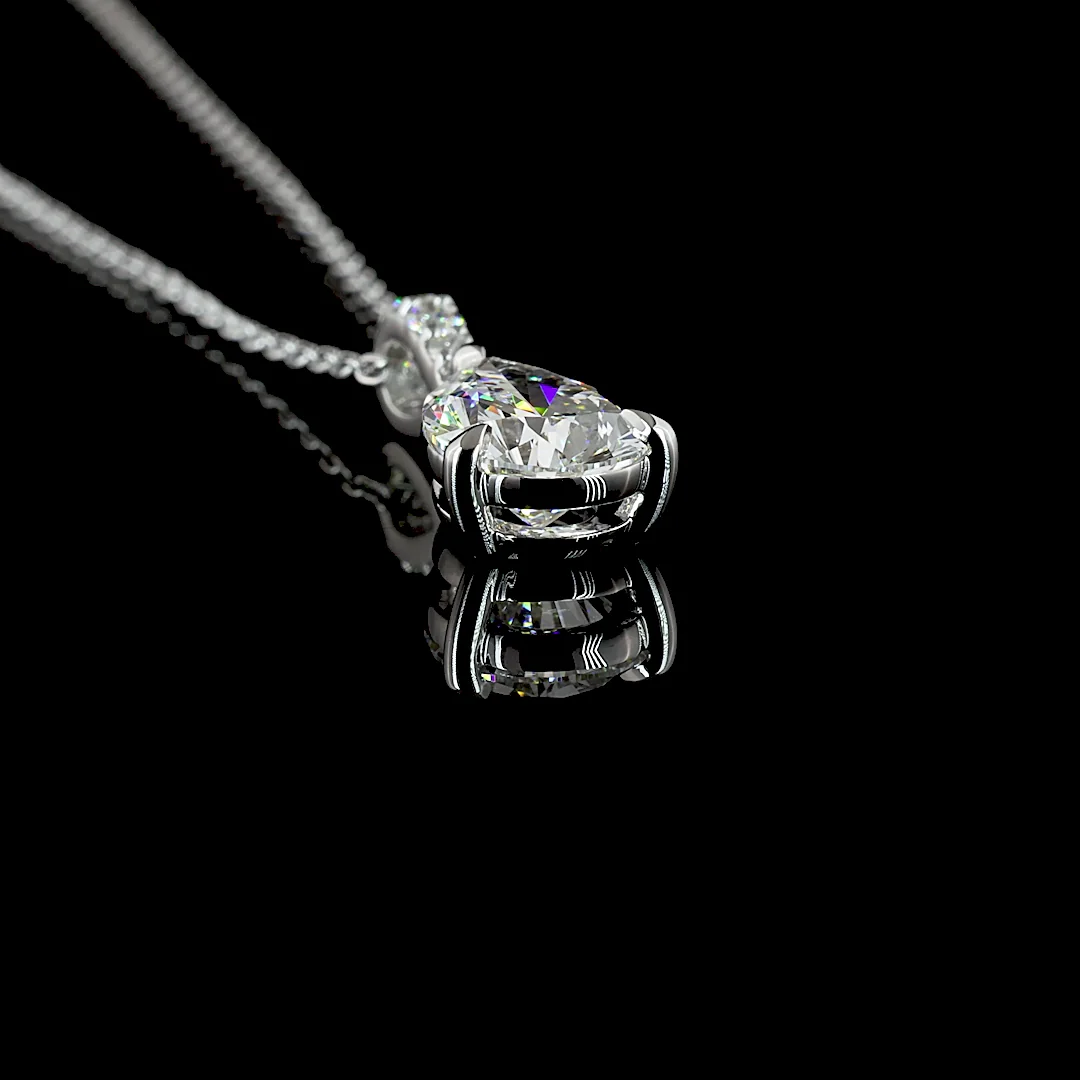 1.61 Cts 18k White Gold Pear Shape Pendant Pendant - Image 2