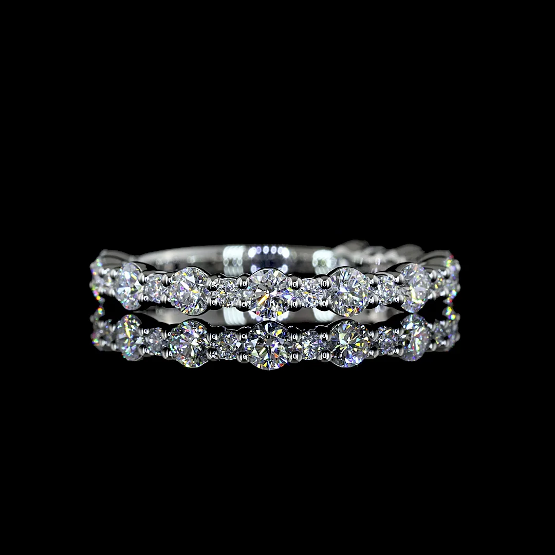 0.83 Cts Platinum Round Shape 3/4 Band Eternity Band - Video