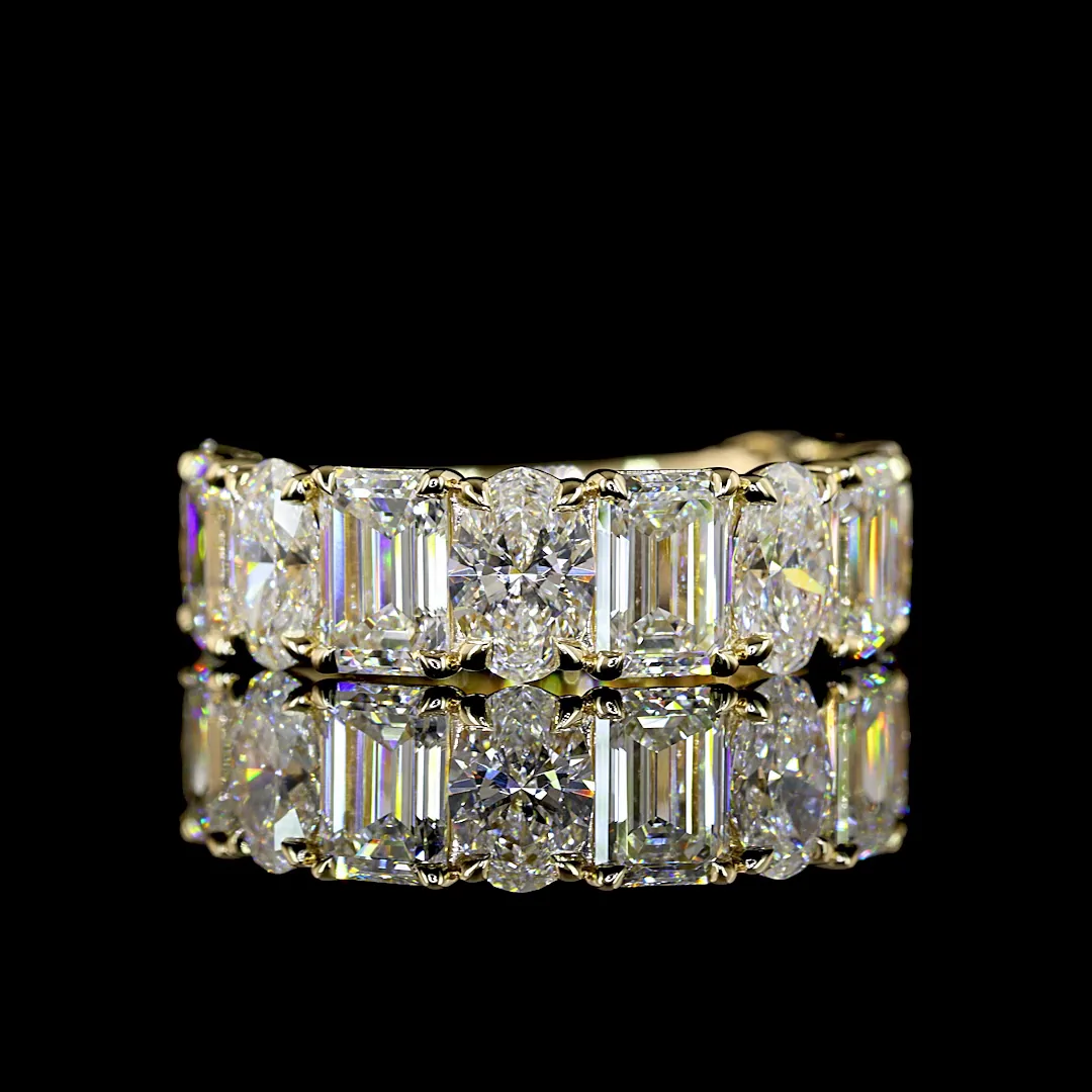 6.16 Cts 14k Yellow Gold Oval Shape 3/4 Band Eternity Band - Video