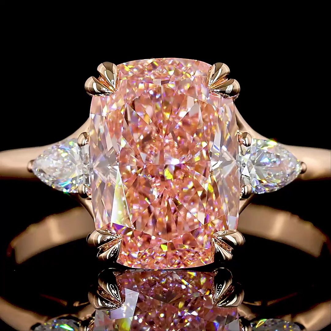 3.12 Cts 14k Rose Gold Mix Shape 3 Stones Ring - Image 3