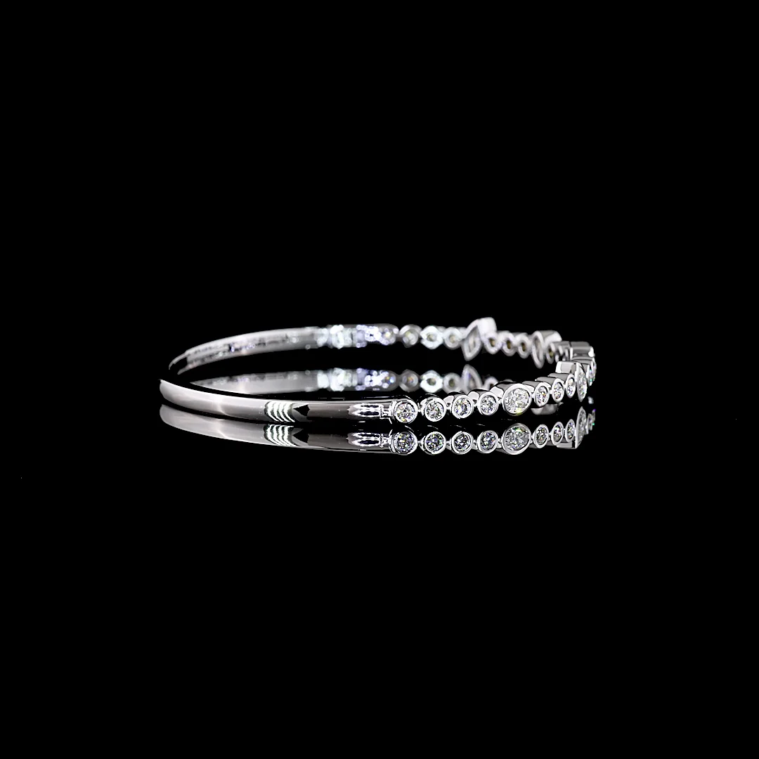 1.52 Cts 14k White Gold Mix Shape Bangles Bracelet - Image 2