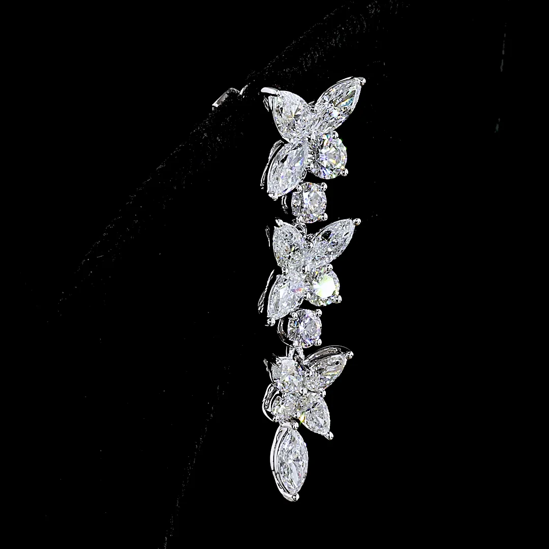 4.27 Cts 14k White Gold Mix Shape Hanging Earring - Image 4