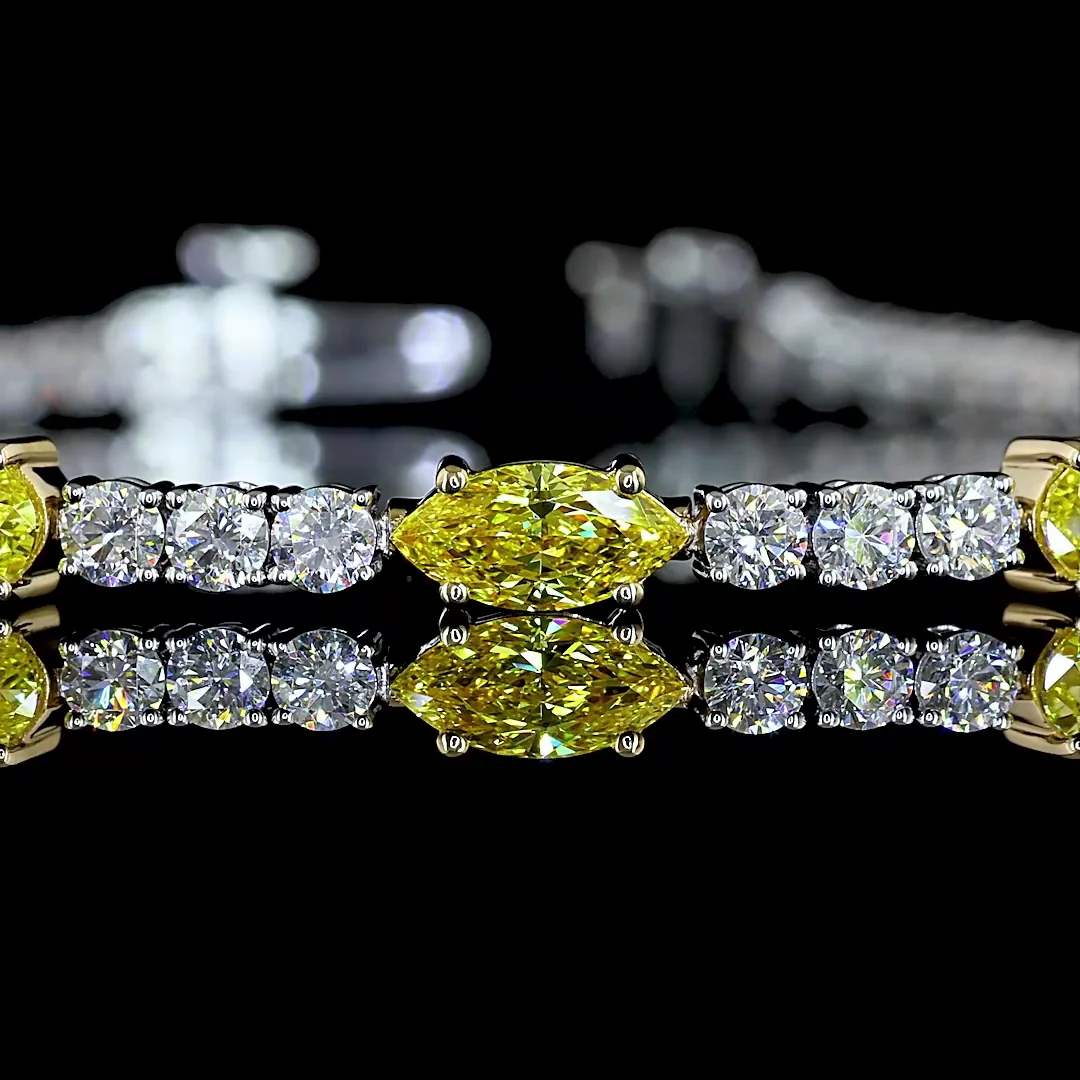 4.13 Cts 14k White Gold Mix Shape Station Line Tennis Bracelet - Image 2