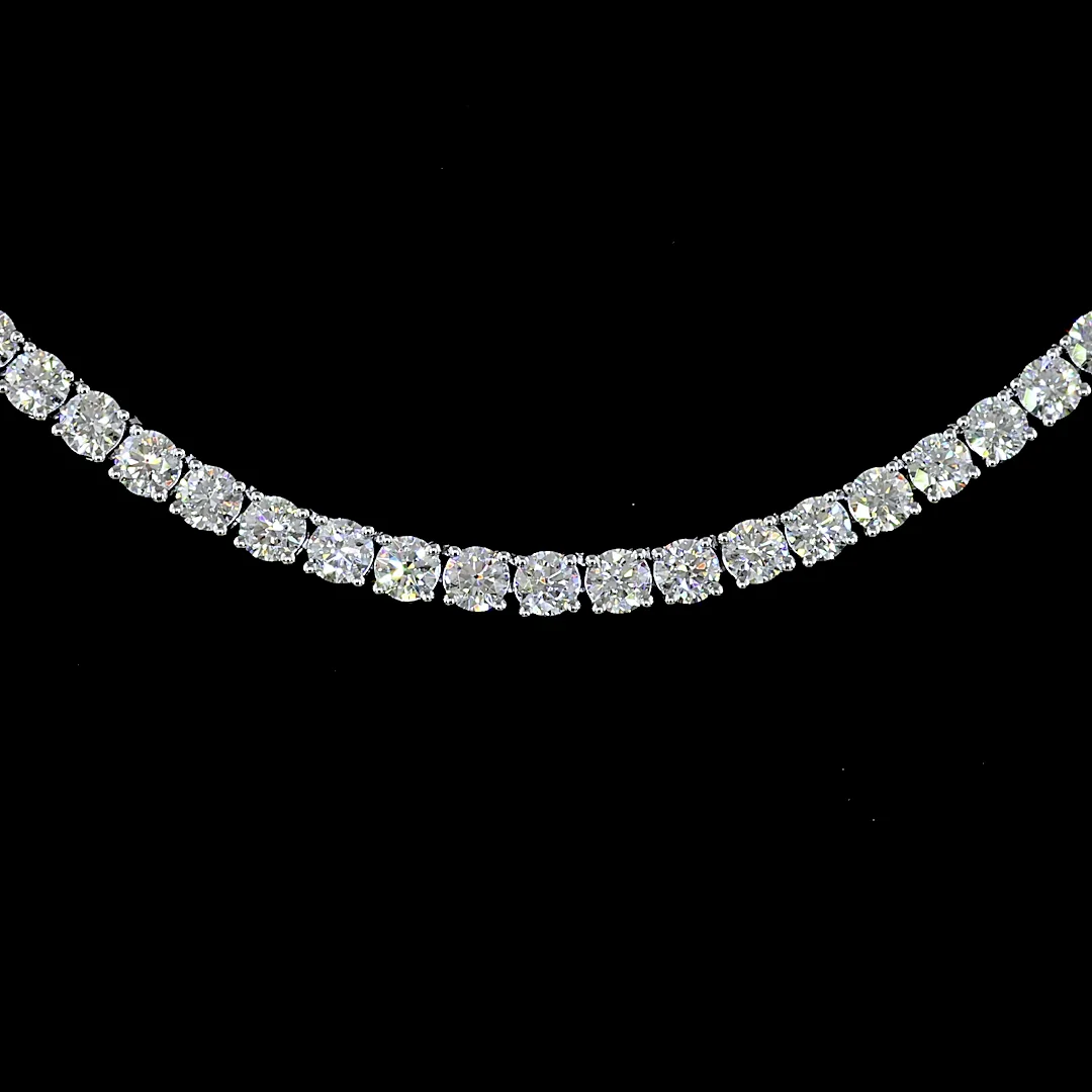 9.17 Cts 14k White Gold Round Shape Tennis Necklace - Image 3