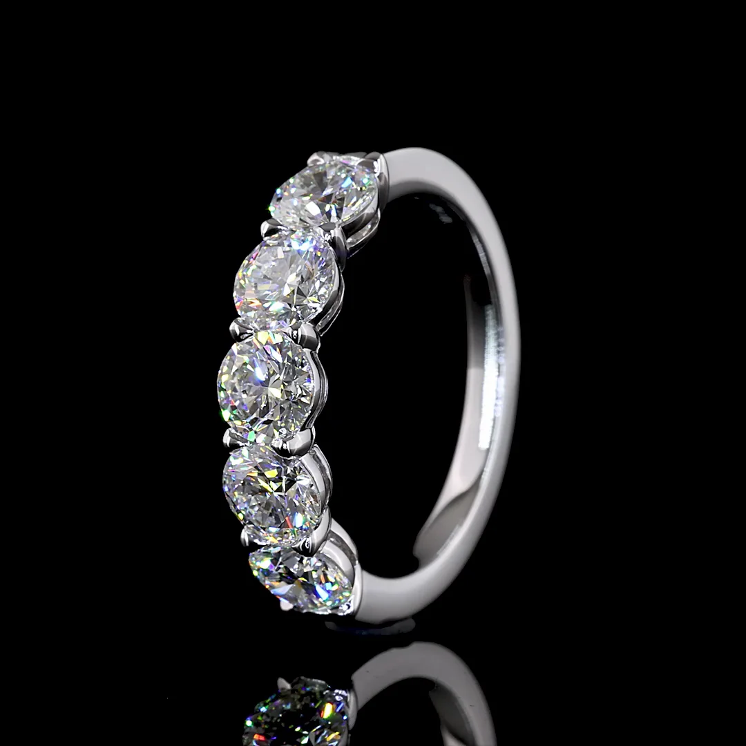 2.01 Cts 14k White Gold Round Shape 5 Stones Eternity Band - Image 3