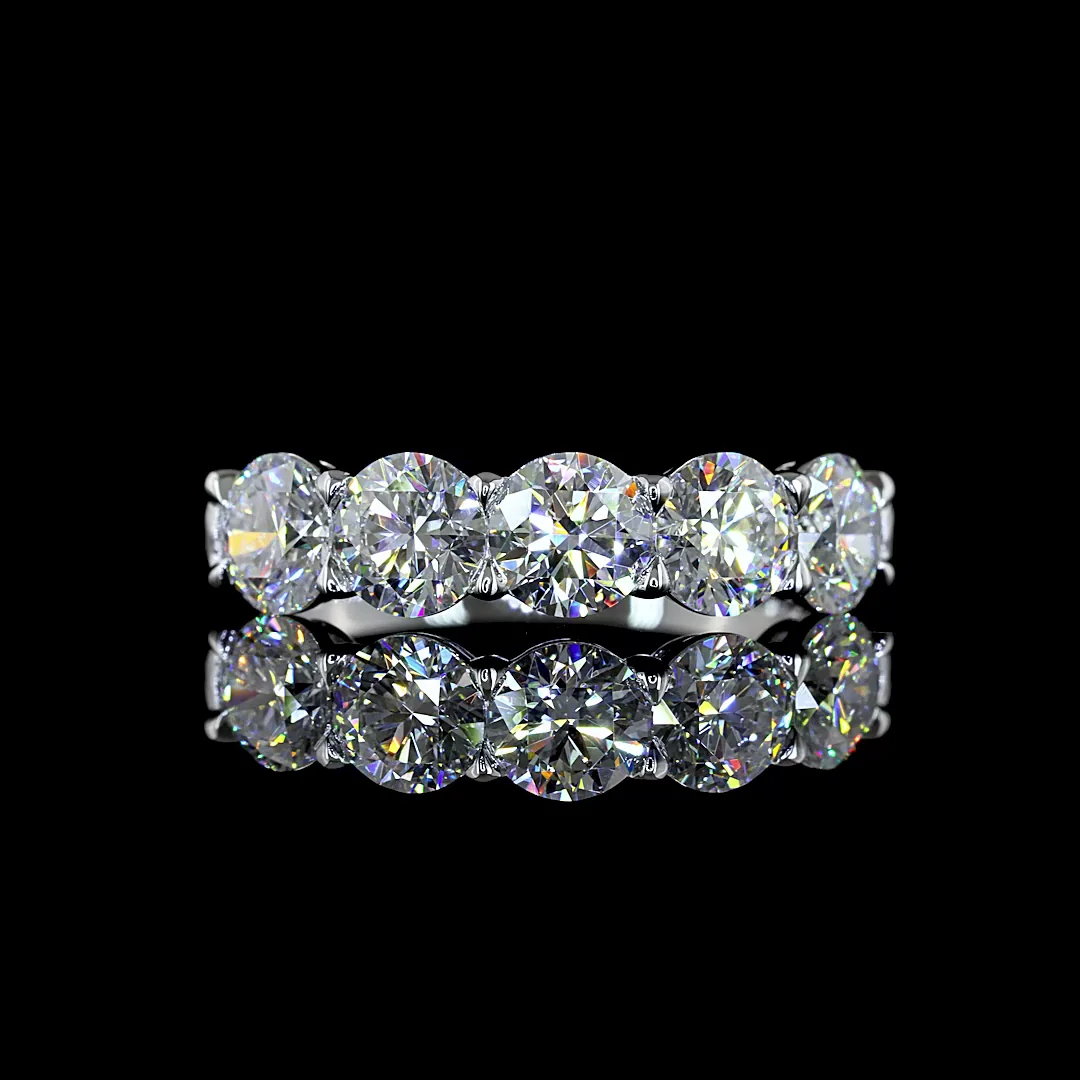 2.01 Cts 14k White Gold Round Shape 5 Stones Eternity Band - Video