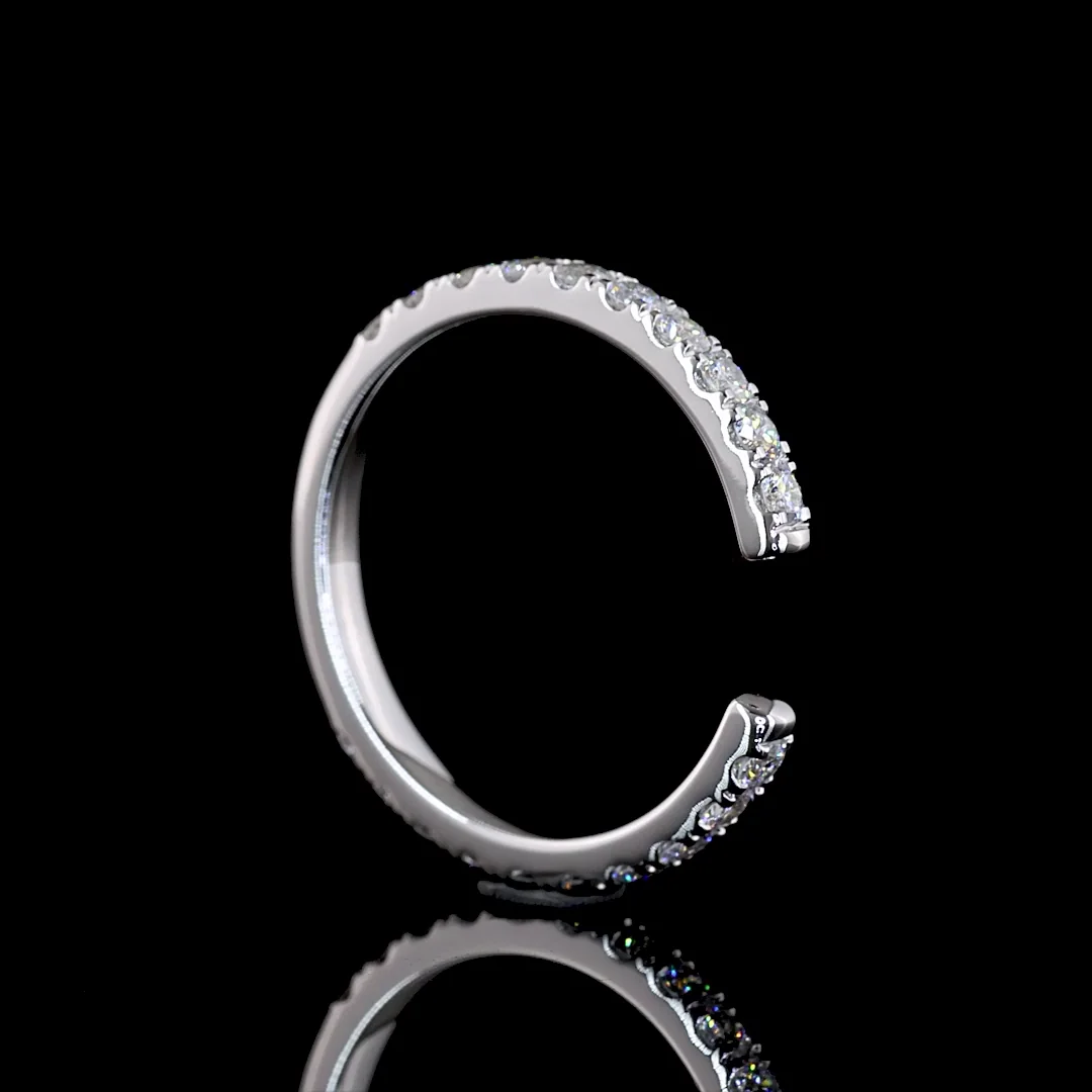 0.51 Cts 14k White Gold Round Shape 3/4 Band Eternity Band - Image 2