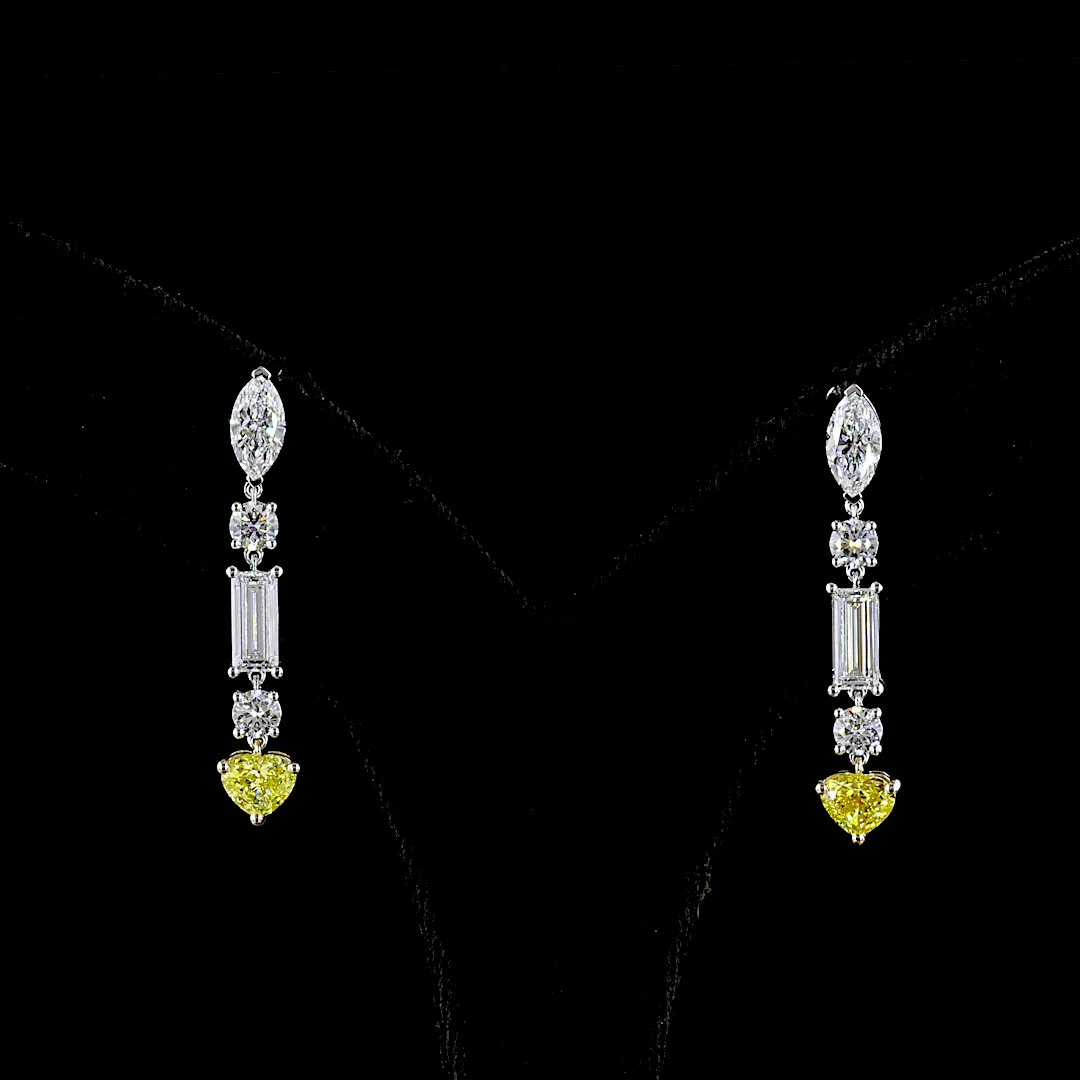 3.86 Cts 14k Two Tone Mix Shape Hanging Earring - Video