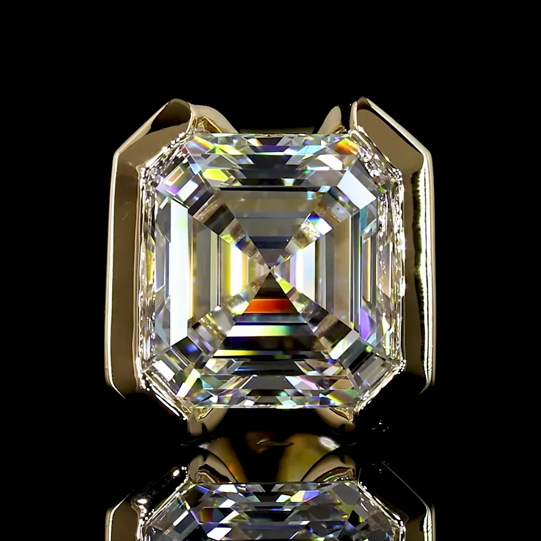 2.06 Cts 14k Yellow Gold Asscher Shape Studs Earring - Image 3