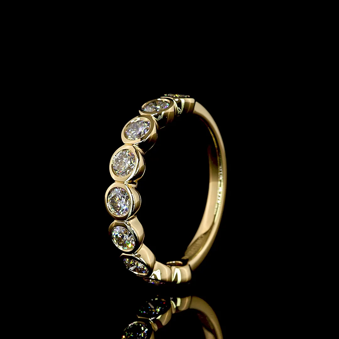 1.09 Cts 18k Yellow Gold Round Shape 3/4 Band Eternity Band - Image 4