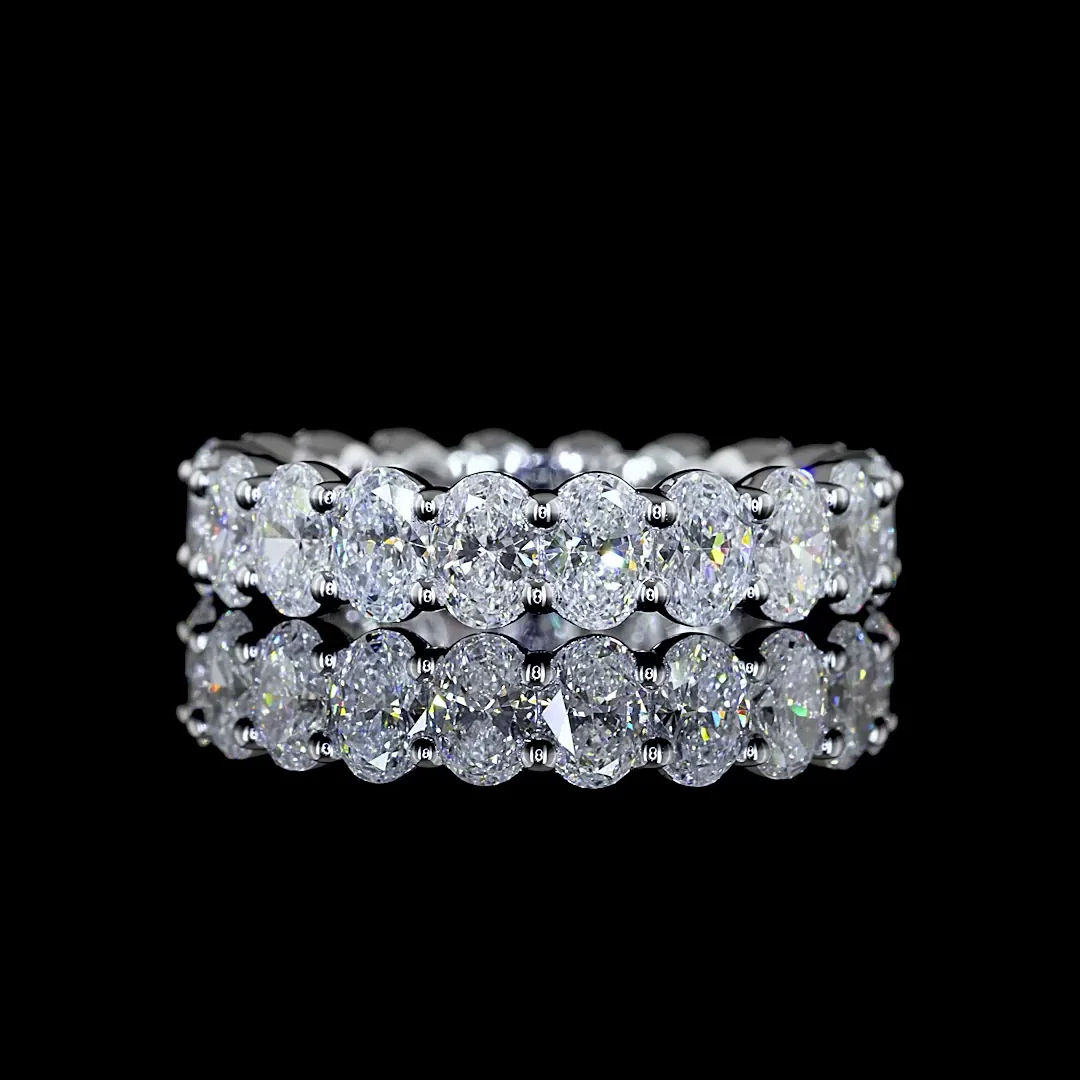 3.21 Cts 18k White Gold Oval Shape Eternity Band Eternity Band - Video