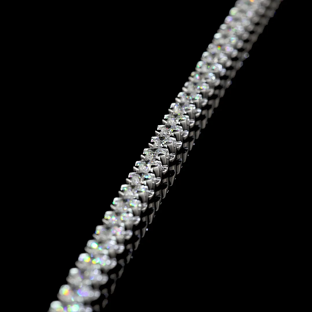 7.56 Cts 14k White Gold Round Shape Tennis Necklace - Image 4