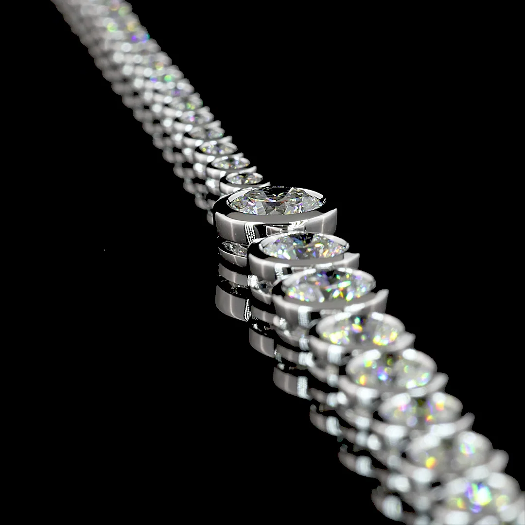 9.93 Cts 14k White Gold Round Shape Riviera Necklace - Image 2