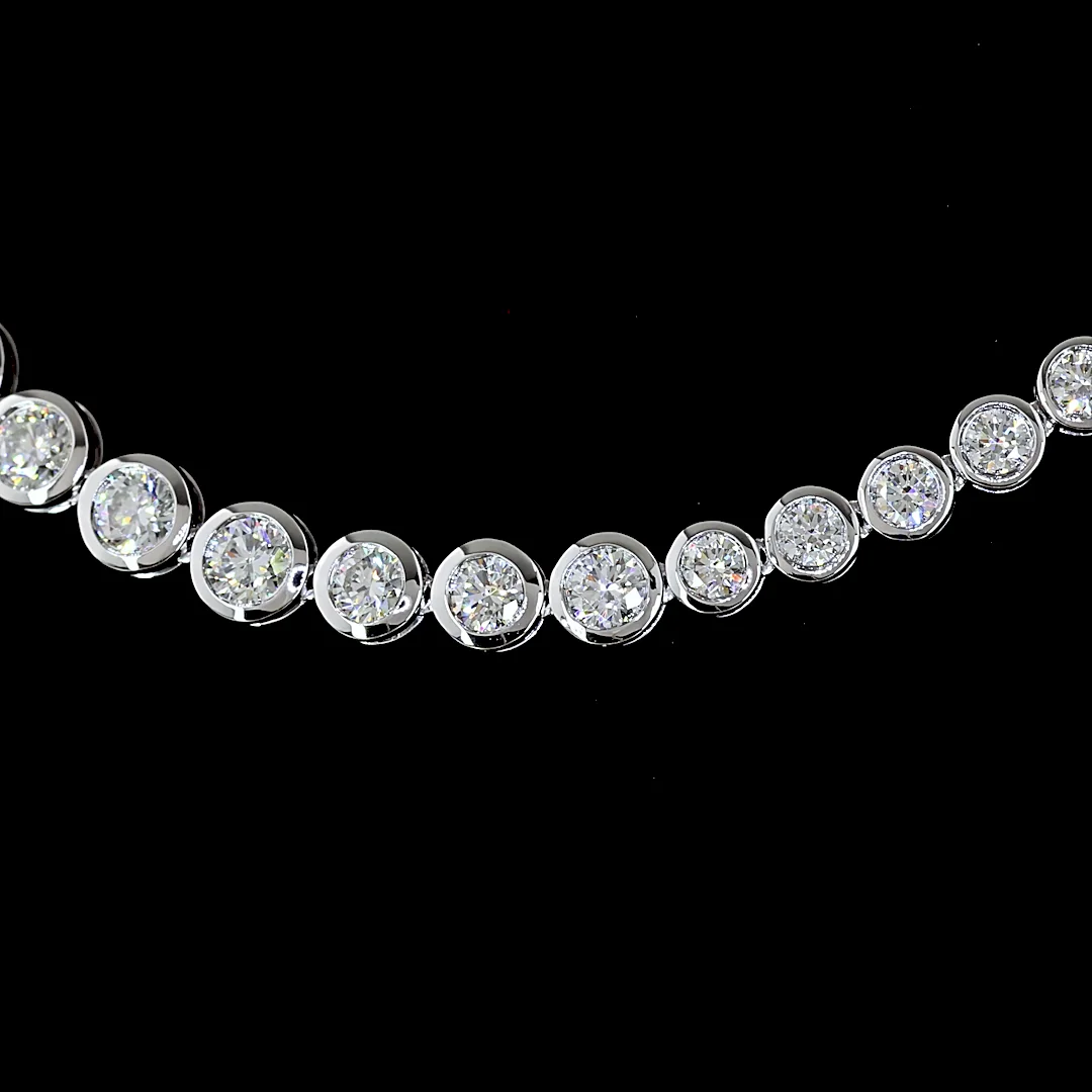 9.93 Cts 14k White Gold Round Shape Riviera Necklace - Image 3