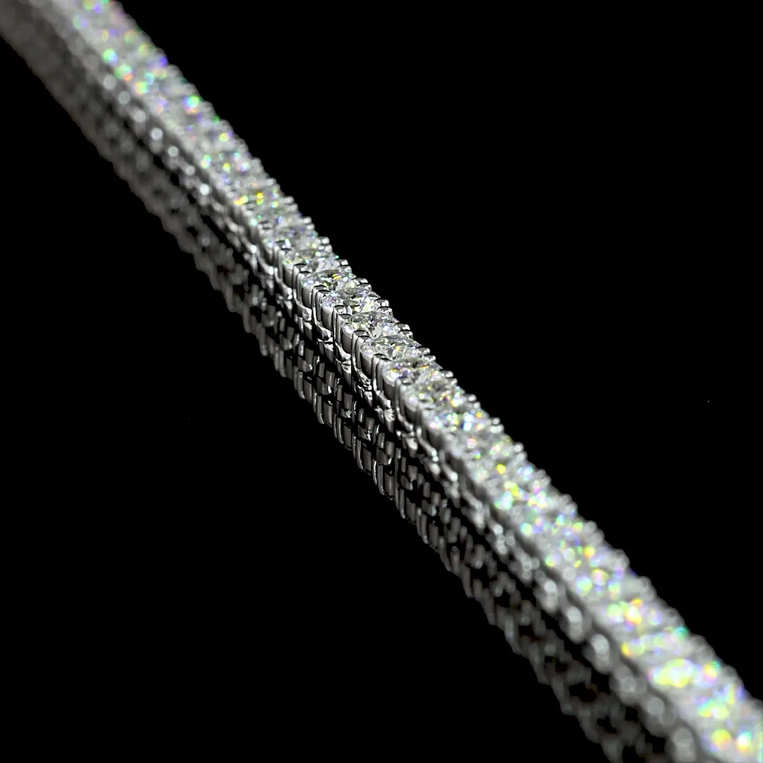 7.37 Cts 14k White Gold Round Shape Tennis Necklace - Image 2