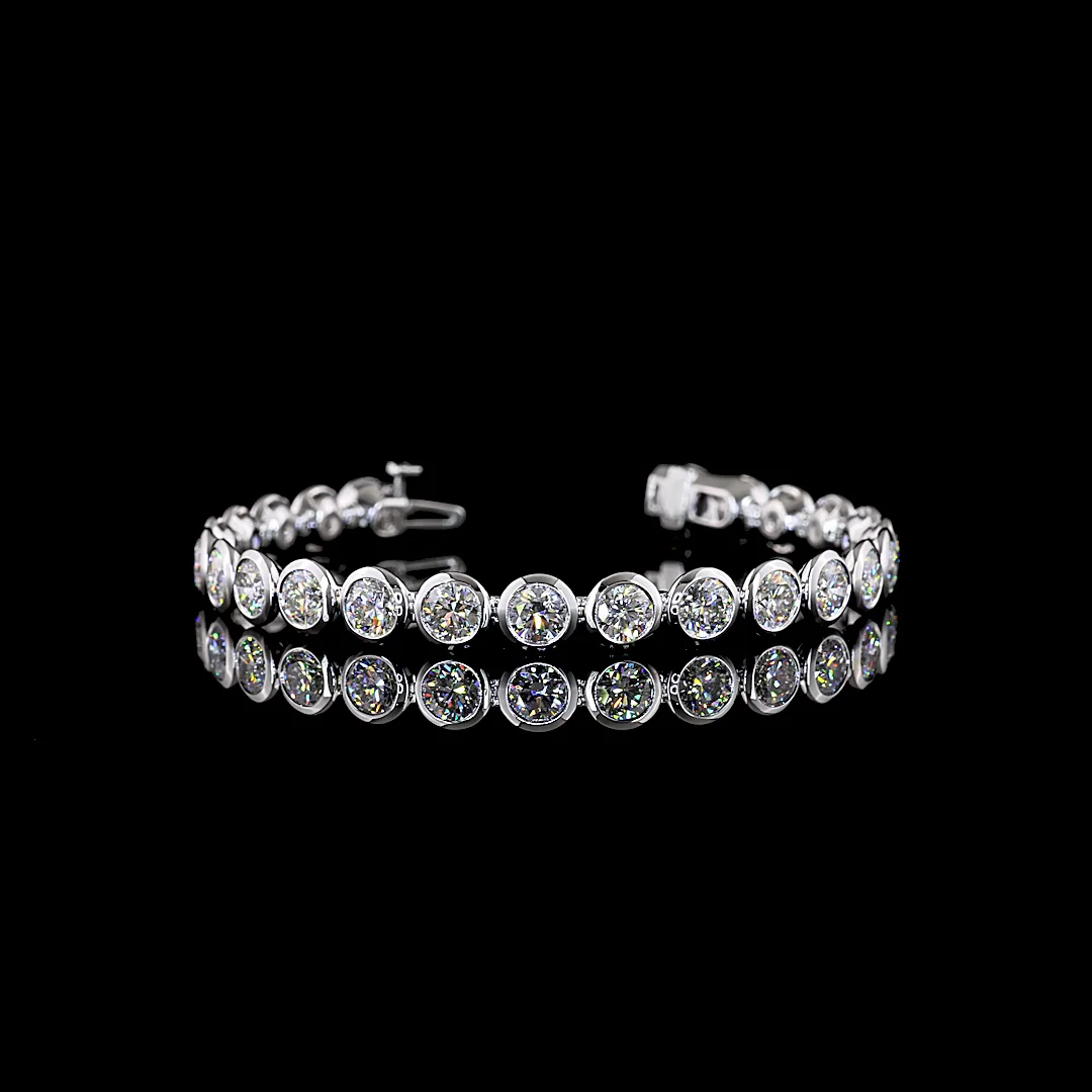 14.11 Cts 14k White Gold Round Shape Tennis Bracelet - Video