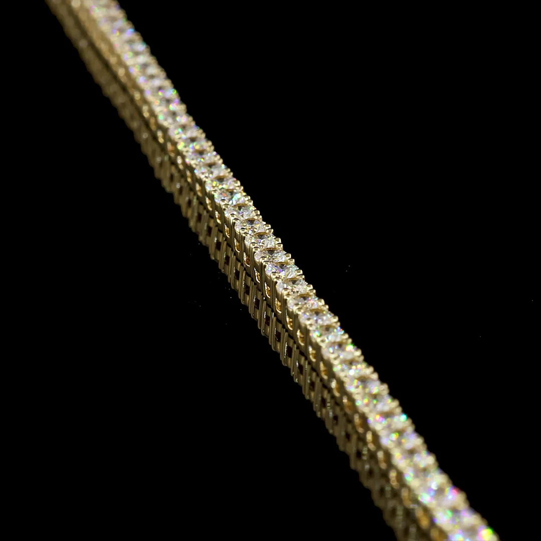 7.45 Cts 14k Yellow Gold Round Shape Tennis Necklace - Image 2