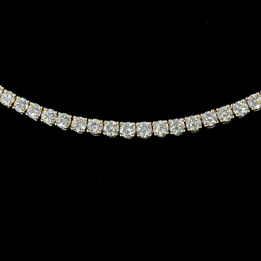 7.45 Cts 14k Yellow Gold Round Shape Tennis Necklace - Image 3