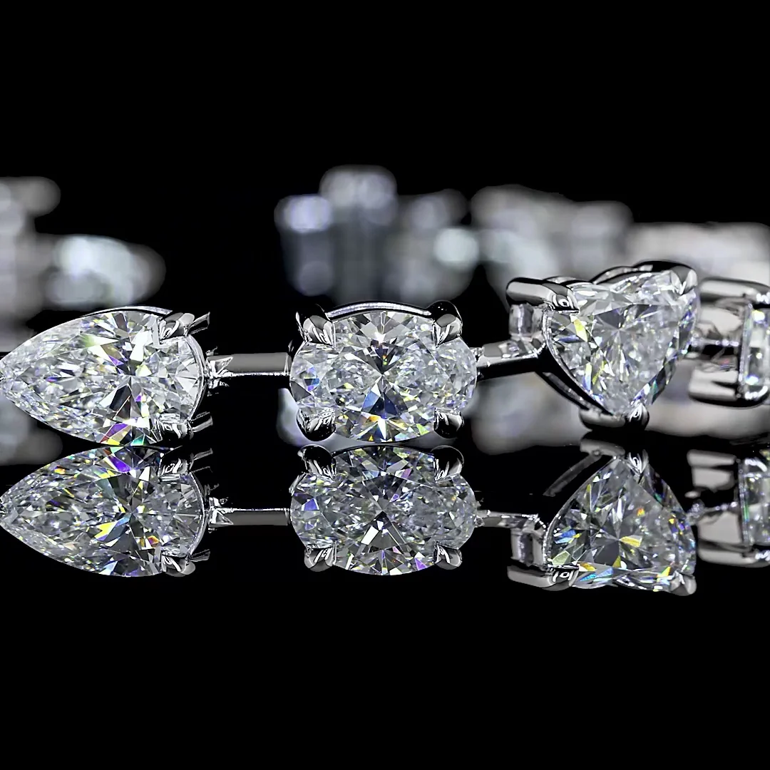 11 Cts 14k White Gold Mix Shape Station Bracelet - Image 2