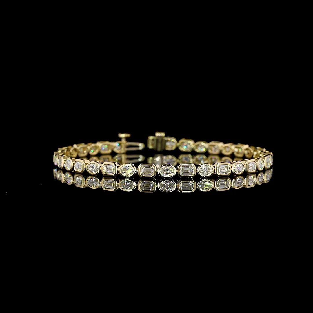 4.89 Cts 14k Yellow Gold Mix Shape Tennis Bracelet - Video