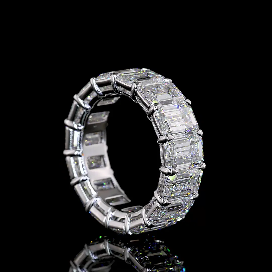 13.56 Cts 14k White Gold Emerald Shape Eternity Band Eternity Band - Image 2